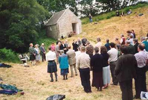 Zoom in Communion service 1996 conducted by Rev Alistair Maclennan of Resolis and Urquhart Church of Scotland.