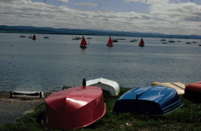 The moorings for Chanonry Yacht Club, Fortrose harbour.
