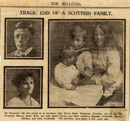 Cutting about the Dods Family who were on the Natal