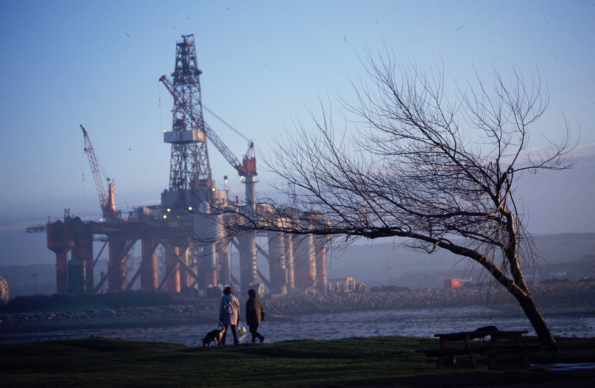 A walk along the shoreline with good views of the oil rigs.