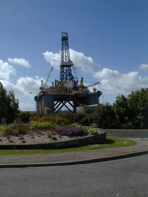 Zoom in Oil Rig being refurbished at Invergordon