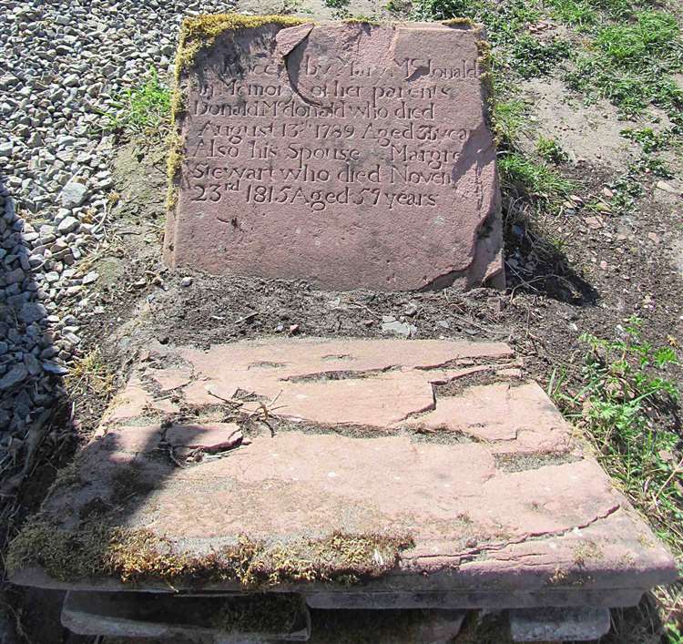 Zoom in Stone originally erected by Mary McDonald.