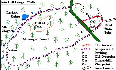 Route map of Tain Hill longer walk