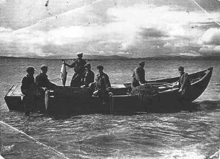 Salmon fishing at Red Point late 1940s.
