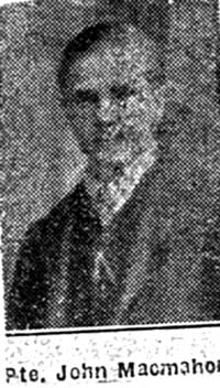 Macmahon John, Pte, Dingwall Macmahon John, Pte, Dingwall