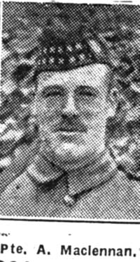 Maclennan Alexander, Pte, Lochluichart Maclennan Alexander, Pte, Lochluichart