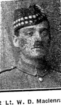Maclennan W D, 2 Lieut, Rhodesia Ex Rosemarkie Maclennan W D, 2 Lieut, Rhodesia Ex Rosemarkie