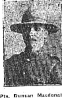 Macdonald Duncan, Pte, Torridon Macdonald Duncan, Pte, Torridon