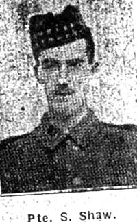 Shaw Stanley, Pte, Grantham Seaforths Shaw Stanley, Pte, Grantham Seaforths
