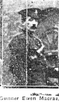 Macrae Ewan, Gunner, Beauly Macrae Ewan, Gunner, Beauly