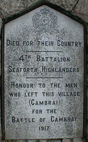 Cambrai War Memorial Plaque No 2