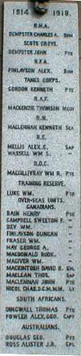 Dingwall Civic War Memorial plaque No. 3
