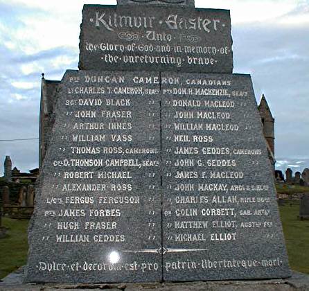 Zoom in Kilmuir Easter War Memorial - Inscriptions