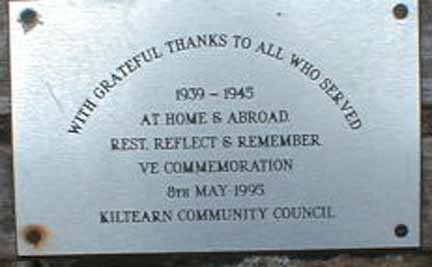 Memorial Bench at Kiltearn (Evanton) War Memorial - plaque