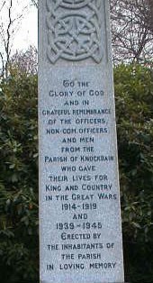 Knockbain (Munlochy) War Memorial - front details