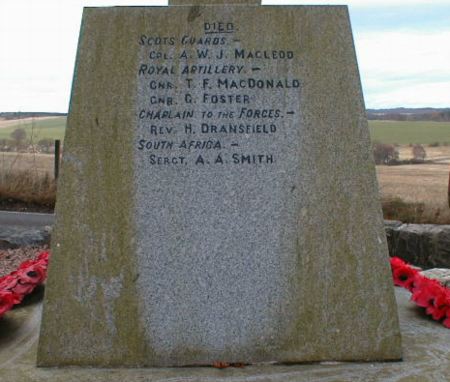 Knockbain (Munlochy) War Memorial - inscriptions on left hand side