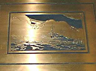 Detail from the 1939-1945 plaque - a naval vessel.