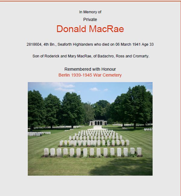Private Donald Macrae Private Donald Macrae