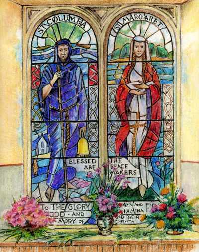 Zoom in Memorial window in St Clement's Church