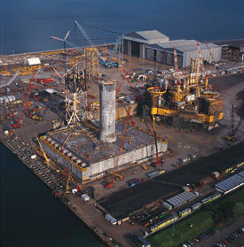 Zoom in Barmac fabrication yard at Nigg