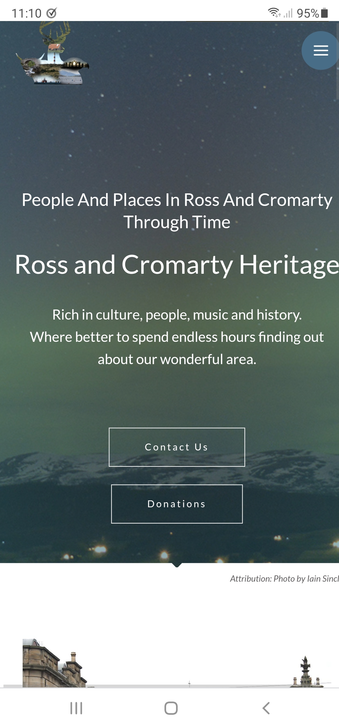 Zoom in Ross and Cromarty Heritage - Home Page - third website, on a mobile phone