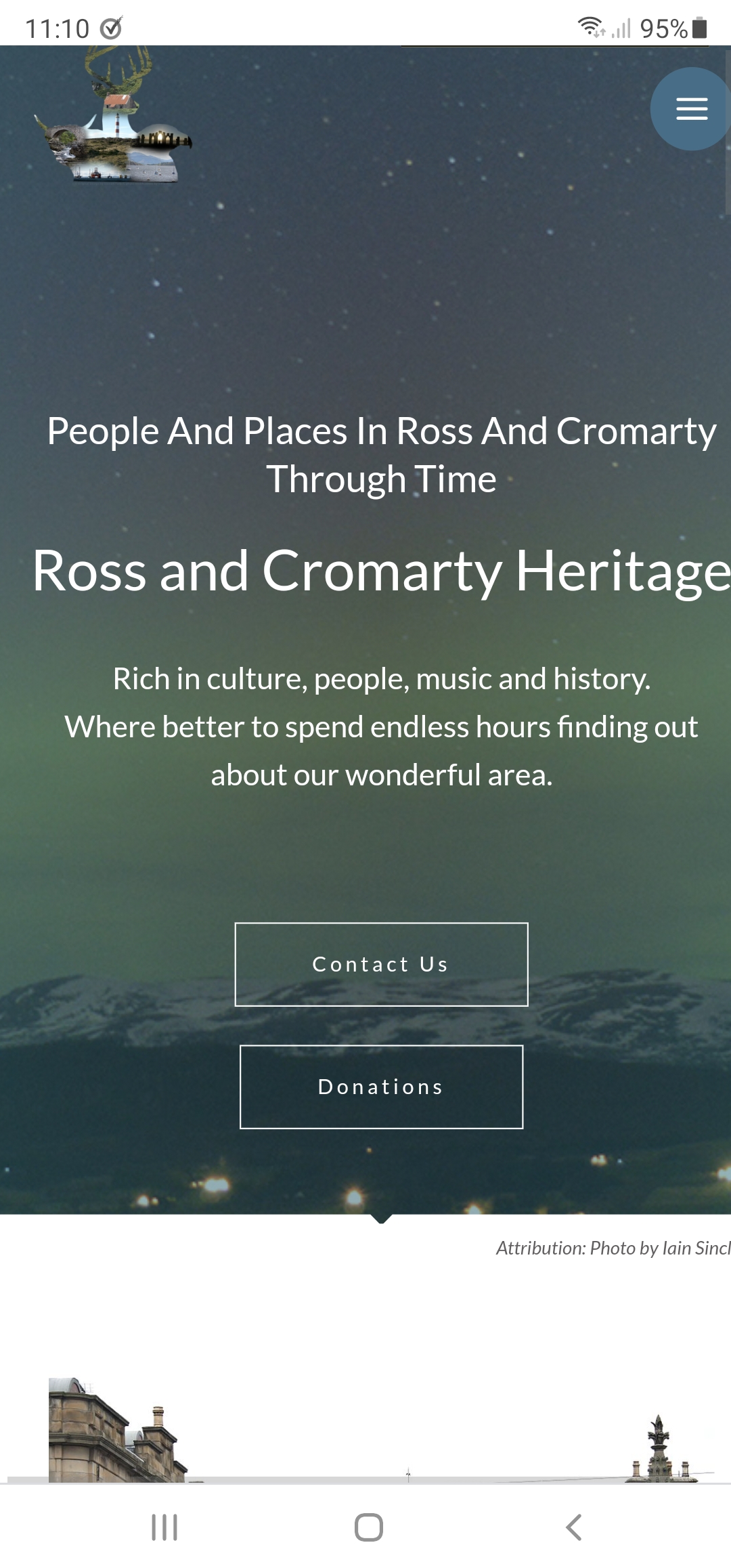 Ross and Cromarty Heritage - Home Page - third website, on a mobile phone