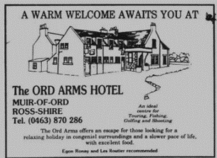 Zoom in Ord Arms Hotel Advert circa 1979