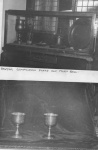 Pewter communion plate and mort bell