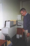 John Corbyn at the Collating machine.