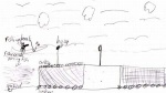 Pupil's drawing of fishermen shooting the net.