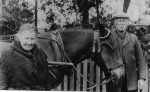 Annie and Johnnie Skinner with horse and cart getting ready to go to Tain to sell fish.