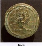 Fig 22 - Another button find depicted a dragon holding an arrow