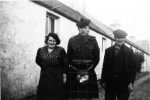 Jack and Babs Spence and Geordie Ross at Nigg Mains, 195?.