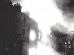 1957 High Street ironmonger's shop of Wallace & Fraser burning down.