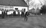 Hamish Swanson throws the opening bowl of the 2001 season