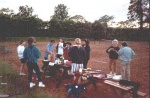 A friendly match pre portakabin and all-weather courts