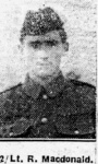 Macdonald Roderick, 2 Lieut, Dingwall