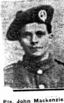 Mackenzie John, Pte, Killilan