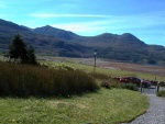 View looking south-east towards mountains.