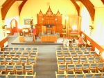 October 2013. Last minute touches before first Sunday worship in refurbished Church.