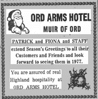 Ord Arms Hotel Adver circa 1976